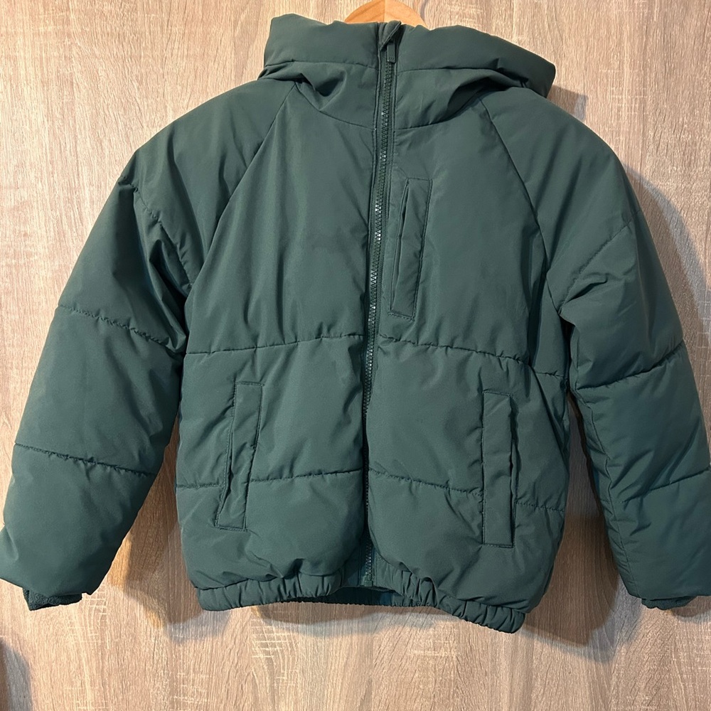 all in motion Kids Hooded Puffer Jacket in Forest Green Size Small 6/7